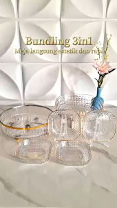 YESALL Set Estetik Warna Senada – Rak Kosmetik + Piring Saji Matching (1 Rak + 1 Piring Besar + 4 Mini) | 6 Pilihan Warna Cantik | Tempat Makeup & Makanan Buah Snack Kue Transparan Mewah Kotak