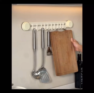 Suction Cup Hook Non-Marking Kitchen Organizer Storage Rack Bathroom Wall Sliding Rail Hook Rack