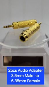 2PCS Audio Stereo Connector 6.35mm Female to 3.5mm Male Jack Audio Adapter / 6.3mm F to 3.5mm M Gold Plated