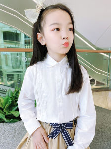 Girls Pure Cotton Long Sleeve School Uniform Shirt Lace Spring Autumn Performance Outfit Primary School Class Uniform