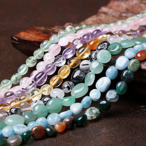 Bộ Dụng Cụ Làm Vòng Tay Đá Tự Nhiên Không Đều 38-40cm Đá Mắt Hổ Thạch Anh Tím Đá Hồng Phụ Kiện Làm Đồ Trang Sức Tự Làm