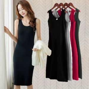 Women Plus-size Tank Dress Ladies Long Camisole Slip Dress Casual Girls Camisole Dress Woman Long Dress Worn Outside Sleepwear