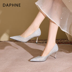Daphne | Silver Comfortable Fine Heeled High Heels