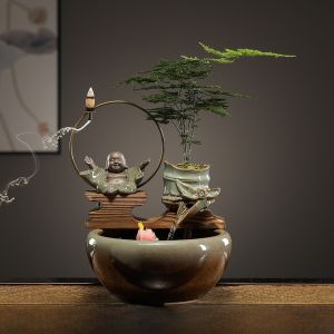 New Home Opening Gift Circular Water Flowing Wealth Attracting Ornament Tea Table Living Room Entrance Office Desktop Decoration