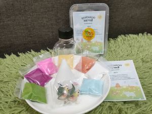 ชุดสวนขวด ทรายสี ไก่เขียวคู่ หอย ดอกไม้