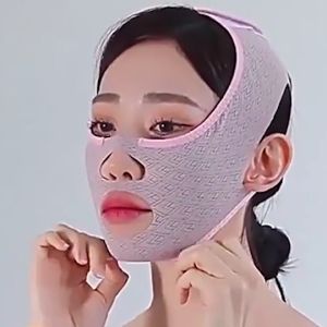 Masker Tidur Elastis Wajah V Pengencang Pengangkat Perban Bentuk Pelangsing Wajah Wanita Masker Dagu Ganda Antikendur Perban Lipatan Nasolabial Memudar