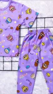 Baju tidur anak untuk 1-10 tahun/setelan anak perempuan/stelan anak cewek/setelan anak laki-laki/setelan cp full printing motif 319 labubu ungu alohapajamas
