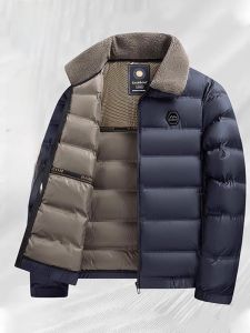 ROMON | เสื้อแจ็คเก็ตผ้าฝ้ายฤดูใบไม้ร่วงฤดูหนาวใหม่ลำลองขนเป็ดสำหรับผู้ชาย Romon เสื้อคลุมกันหนาวแบบปกขนสัตว์สำหรับผู้ชาย