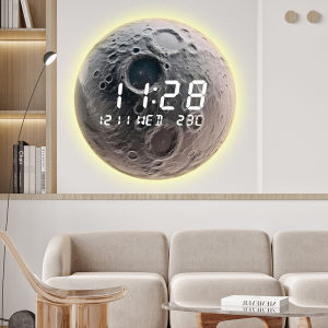 💥Dream Best🔥 LED Mars Wall Clock Digital Round Electronic Wall Clock Multi-function Calendar Temperature Display Decoration 30*30cm