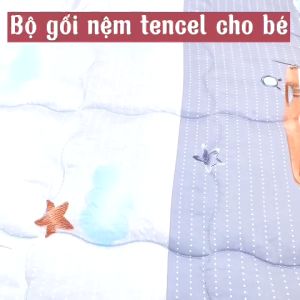 Bộ nệm gối cho bé đi học Katina House vải tencel mềm mại thoáng mát phù hợp 5-10t