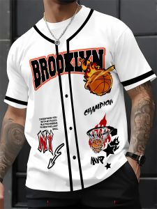 The 2025 summer new mens adult T-shirt with 3D letter baseball print is breathable and quick-drying