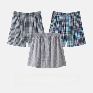 THREEGUN | Striped Checked Loose Fitting Underwear Shorts