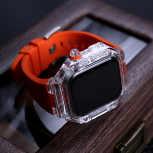 Ốp lưng trong suốt thay đổi cho Apple Watch Series 11 10 9 8 7 6 5 4 SE3 46mm 42mm Dây đeo cao su cho iWatch Ultra 2/1 49mm 45mm 41mm 44mm 40mm Bản sửa đổi sang trọng