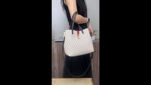 CH | CH Stylish Monogram Tote Bag Lock Decorative Detail Top Handles Detachable Crossbody Strap Fashion Shoulder Bag