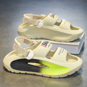 Casual Mens Sandals Thick Bottom Slip-On Beach Shoes Anti-Slip Driving Shoes Increased Height Summer Youth Trend Flat Heel