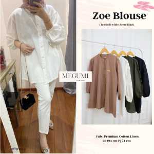 Blouse Casual Zoe Bahan Linen Rami Premium Busana Wanita Dewasa Ukuran Jumbo