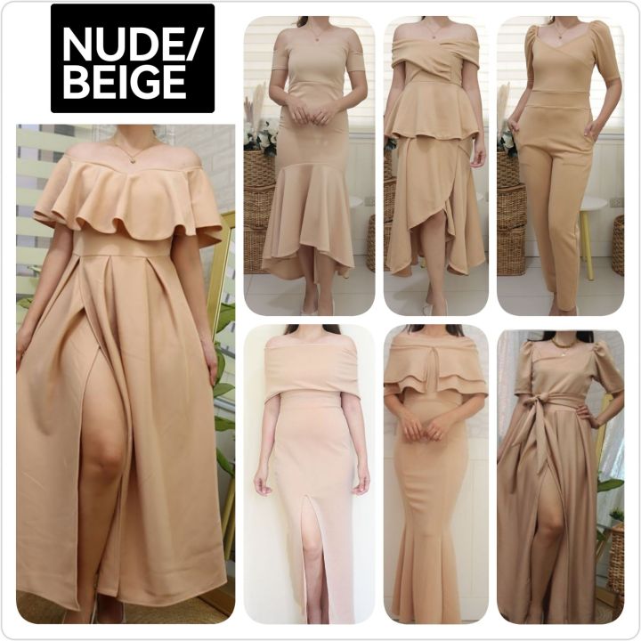 Beige Nude Skintone Earth Tone Color Bridal Entourage Bridesmaids Long Gowns Pang Abay Lazada Ph 4975