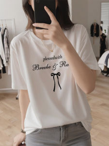 White Pure Cotton Slim Fit Short Sleeve T-Shirt Womens Summer New Style Inner Wear Fashionable Korean Version round Neck Top