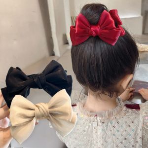 Elegant สองด้านตาข่ายโบว์คลิปผมคลิปใหม่โบว์ผมคลิปหญิงด้านหลังหัวผมหางม้าคลิป Headdress