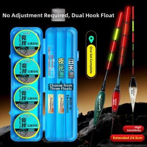 BAIXITANG | Tuned No-Assembly Required Fishing Line Set Dual Hooks Night and Day Use with LED Float