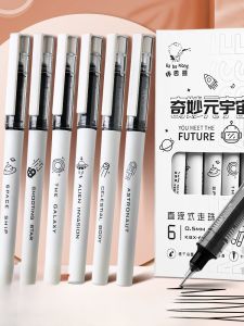 Quick-Drying Ink Ballpoint Pen Neutral Pen Stationery Carbon Straight Liquid Pen High Capacity Signature Black Pen for Students