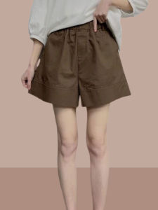 กางเกงขาสั้นทรงเอหลวมๆ สไตล์เกาหลีสำหรับผู้หญิง กางเกงขายาวทรงหลวมสบายๆ ฤดูร้อนปี 2024 กางเกงขายาวทรงเอสำหรับผู้หญิง