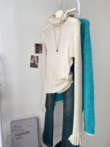 QINGNAER | Design Feminine Ruffled Soft Slim Fit Knit Sweater