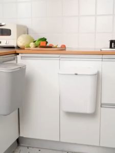 9L Upgraded Hanging Trash Can Wall Mounted Rubbish Bin Trash Garbage Cabinet for Door Floor Wall Mounted Kitchen Bathroom Dustbin Wall