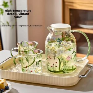 MINGLI | High-end Large Capacity Household Cold Water Jug with Pattern Borosilicate Glass