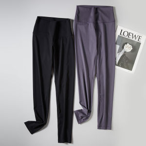 High-Waist Silk Yoga Pants Skin-Friendly Breathable Inner-Lined Bottoming Trousers Comfortable Fit Long Leggings