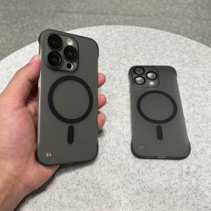 Ultra-Thin Frosted Anti-Fingerprint MagSafe Wireless Charging Phone Case for  15 pro Max Semi-Transparent Hard Shell