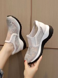 Belle Pure Love Station Thick Bottom Genuine Leather Casual Shoes Fashionable Cowhide White Sneakers Easy to Wear Water Diamond