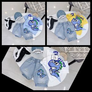 Bộ quần áo bé trai 4 tuổi-8 tuổi   đồ bộ quần ngố bé trai 15kg - 28kg (quần chất vải mềm mịn co giản kết hợp với áo thun  cổ tròn  in sắc nét)