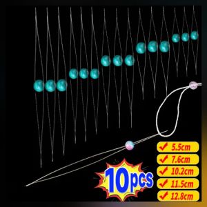 10pcs Beading Needles Seed Beads Needles Big Eye DIY Beaded Needles Collapsible Beading Pins Open Needles Jewelry Making Tool
