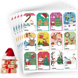 60 Miếng Nhãn Dán Quà Giáng Sinh Có Thể Viết Được Có Họa Tiết Ông Già Noel Tuần Lộc Cây Thông & Người Tuyết Dùng Cho Giấy Gói Quà Ngày Lễ