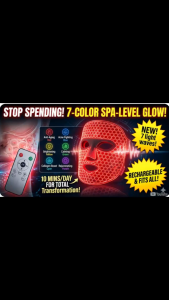 [SG Stock] 7-Color LED Light Therapy Mask | Wireless Red Light Therapy for Face | Rechargeable Face Contour Mask for Anti-Aging Acne & Skin Renewal