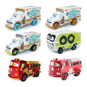 Takara Tomy | Pixar Cars Arvy And Dr. Damage Fire Fighting Truck Vehicle Model Racing Cars Toys Mini Racers Truck Collectibles Toys Gifts
