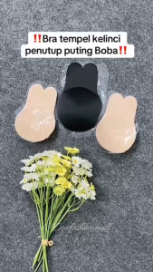ONEFASHIONMALL Rabbit Bra Beha Tempel Nipple Bra Pad Cover Penutup Puting Pentil Tape Lifter Silicon Bh Pakaian Dalam Push Up BR168