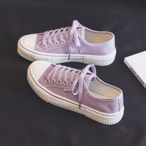Summer Purple Womens Canvas Shoes Low Top Cross Laced round Toe Rubber Bottom Casual Style Original Design Student Fashion