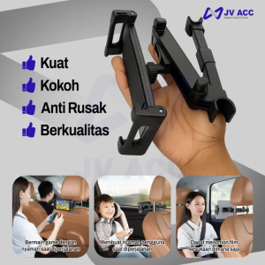 NANVAN NVN-CH26 BRACKET HOLDER MOBIL LIPAT HEADREST - DUDUKAN HP & TABLET BELAKANG KURSI MOBIL - BISA CHARGE  ANTI SLIP  ADJUSTABLE
