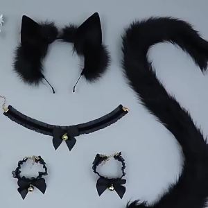  YYBAIO | Handmade Realistic Cat Ears and Tail Accessory Set