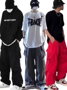 Celana Cargo Pria Panjang Model Terbaru High Waist Korean Stail Casual Tali Serut Pinggang Karet