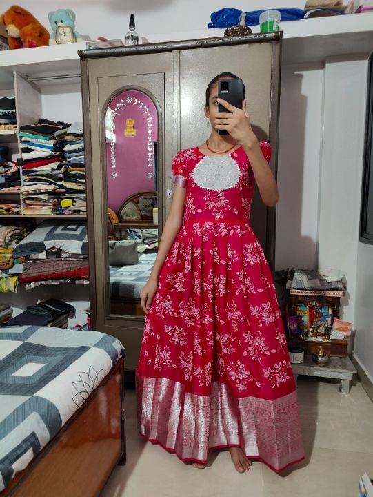 Beautiful Designer Kids Soft Zari Silk Gown main image 0