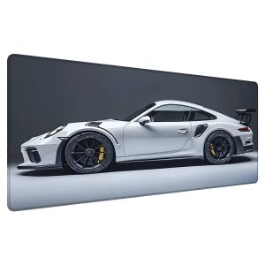 1pc Large White Sports Car Design Mouse Pad-Multi-size Non-Slip Stitched Edge Desk Mat for Gaming Home Office Gift for Festival
