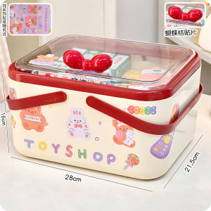 กล่องใส่ยาพกพาขนาดใหญ่สีครีมสำหรับใช้ในบ้าน โรงเรียน หอพัก กล่องเก็บของพกพาพร้อมที่จับสำหรับใส่ยา