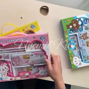 [1 SET] STATIONERY SET 8 IN 1 CUTE TEDDY BEAR - SET STUDY ANAK KARAKTER BEAR LUCU - ALAT TULIS KARTUN SET - ALAT TULIS ANAK SEKOLAH