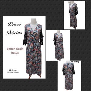 Dress Kembang kombinasi lengan bordir