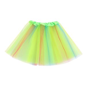 Girls Cheerleading Rainbow Tutu Skirt Child Dance Party Ballet Tulle Tutu Skirt 3 Layers Princess Birthday Party Gift 2-8 Years
