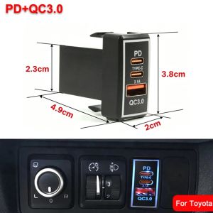 kebidumei | Sạc Ô Tô 12V Tích Hợp PD QC3.0 Cổng Sạc Nhanh USB Đèn LED Xanh Báo Hiệu Dành Cho Điện Thoại Di Động Bộ Chuyển Đổi Nguồn Ổ Cắm Dành Cho Xe Toyota