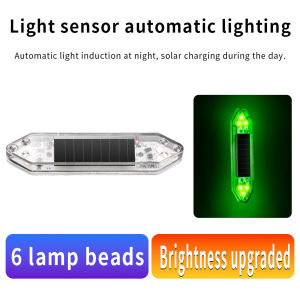 KEVANLY | 2PCS Solar Powered LED Dual Arrow Warning Light Car Front Grille Safety Turn Signal Light Red Blue Indicator Flashing Lamp